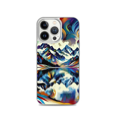 Alpensee im Zentrum eines abstrakt-expressionistischen Alpen-Kunstwerks - iPhone Schutzhülle (durchsichtig) berge xxx yyy zzz iPhone 13 Pro