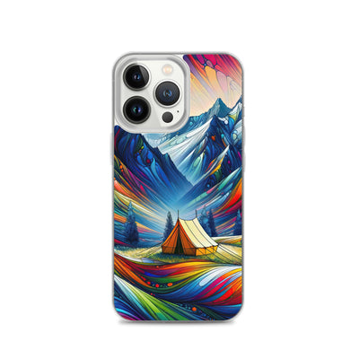 Surreale Alpen in abstrakten Farben, dynamische Formen der Landschaft - iPhone Schutzhülle (durchsichtig) camping xxx yyy zzz iPhone 13 Pro