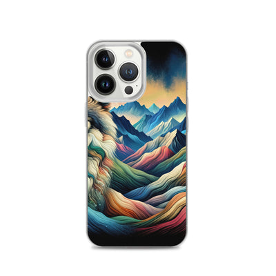 Traumhaftes Alpenpanorama mit Wolf in wechselnden Farben und Mustern (AN) - iPhone Schutzhülle (durchsichtig) xxx yyy zzz iPhone 13 Pro