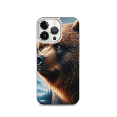 Ölgemälde, das das Gesicht eines starken realistischen Bären einfängt. Porträt - iPhone Schutzhülle (durchsichtig) camping xxx yyy zzz iPhone 13 Pro
