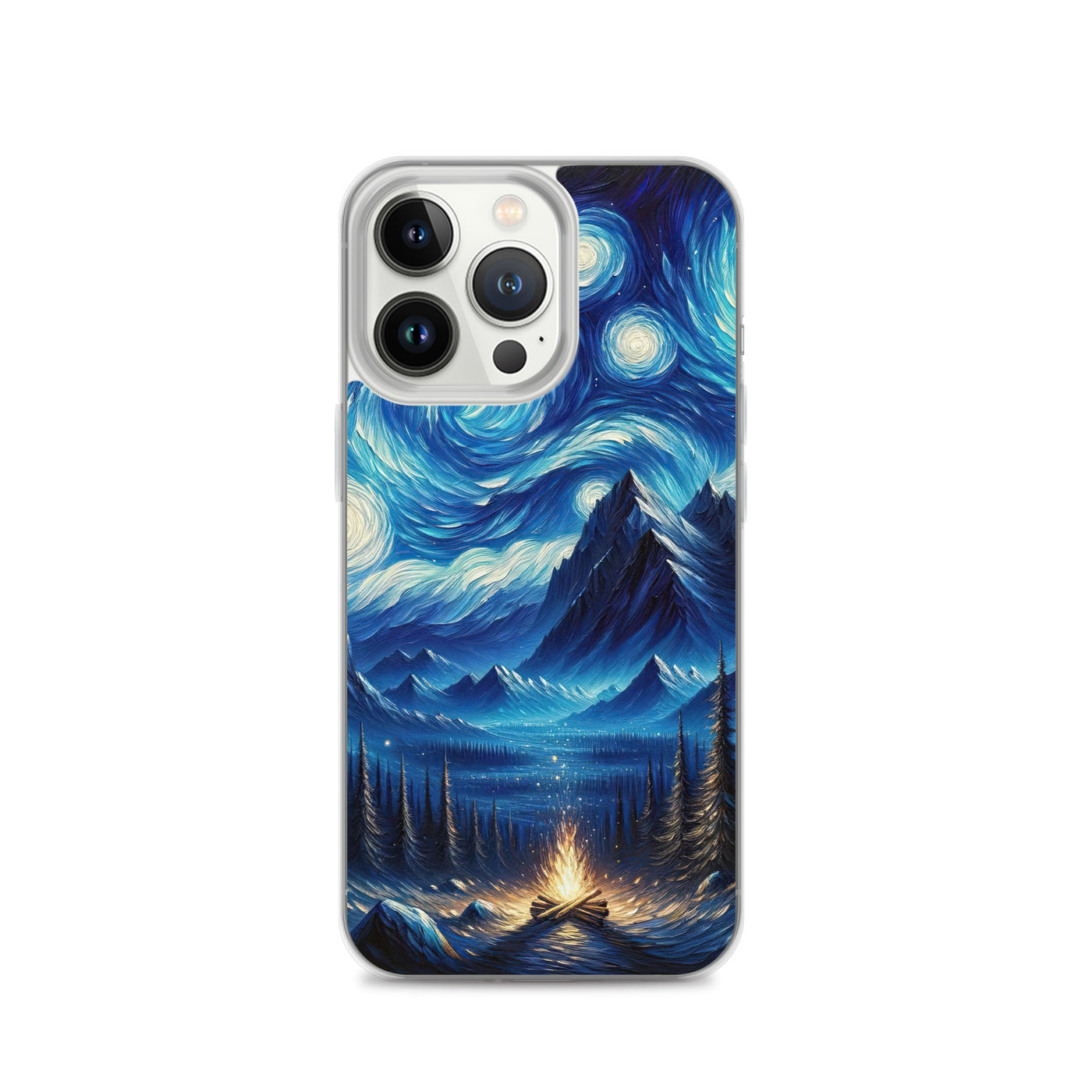 Sternennacht-Stil Ölgemälde der Alpen, himmlische Wirbelmuster - iPhone Schutzhülle (durchsichtig) berge xxx yyy zzz iPhone 13 Pro