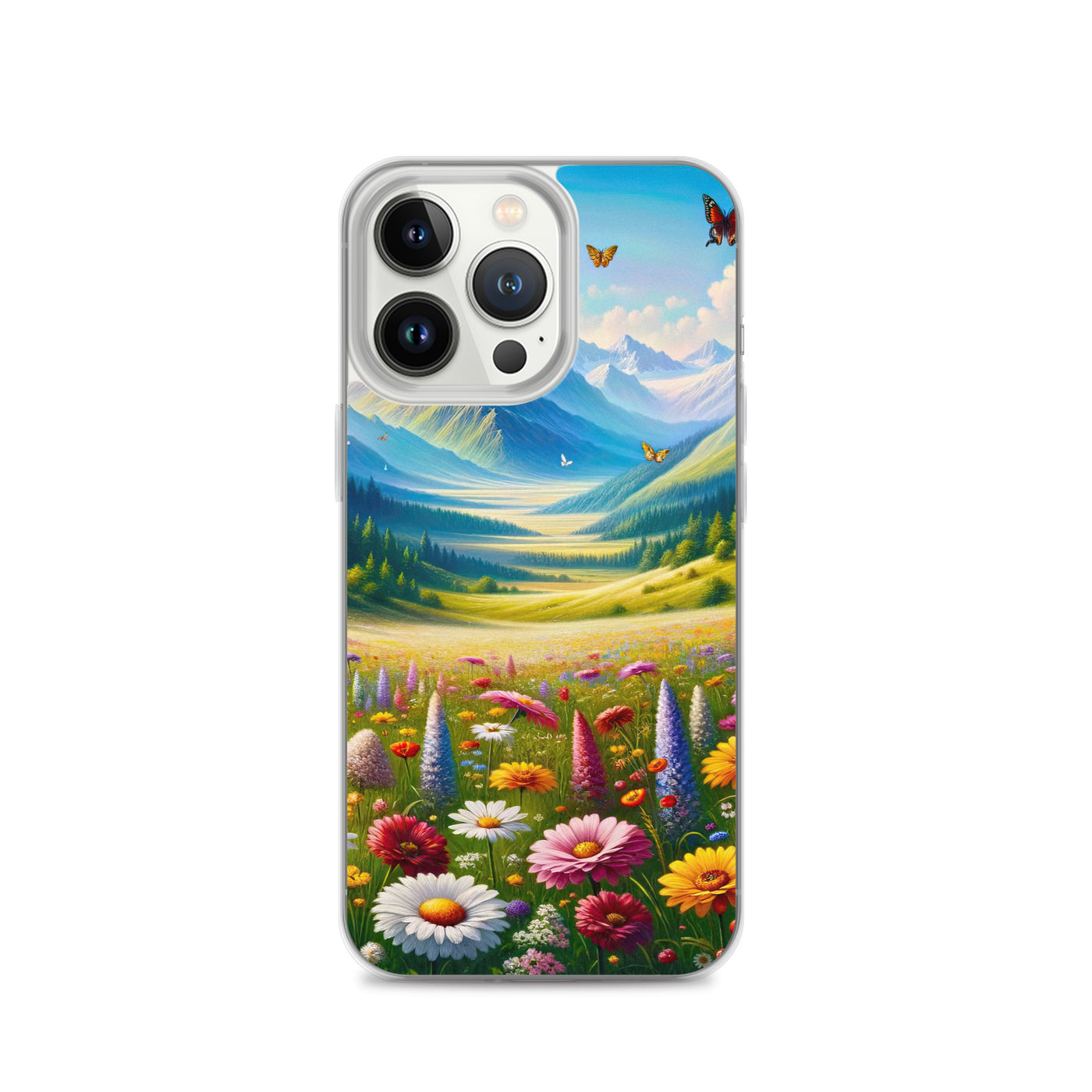 Ölgemälde einer ruhigen Almwiese, Oase mit bunter Wildblumenpracht - iPhone Schutzhülle (durchsichtig) camping xxx yyy zzz iPhone 13 Pro