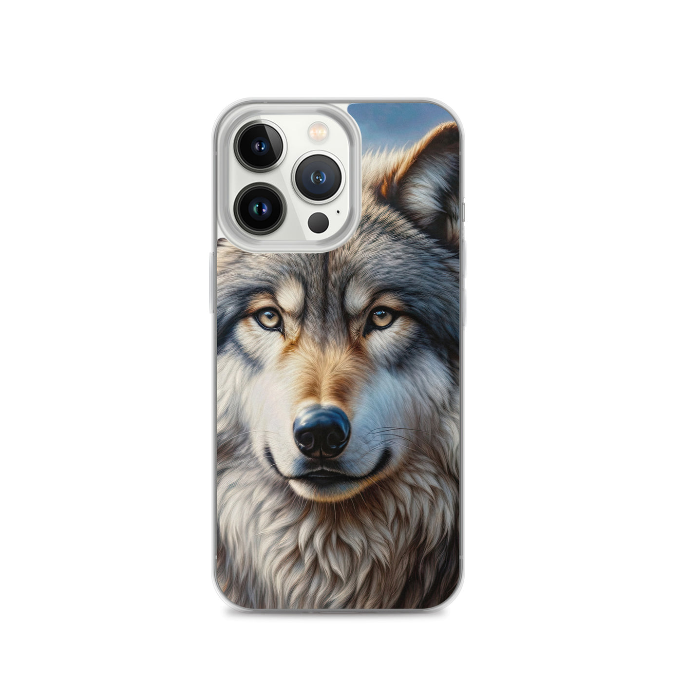Porträt-Ölgemälde eines prächtigen Wolfes mit faszinierenden Augen (AN) - iPhone Schutzhülle (durchsichtig) xxx yyy zzz iPhone 13 Pro
