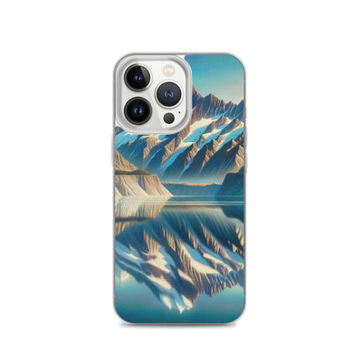 Ölgemälde eines unberührten Sees, der die Bergkette spiegelt - iPhone Schutzhülle (durchsichtig) berge xxx yyy zzz iPhone 13 Pro