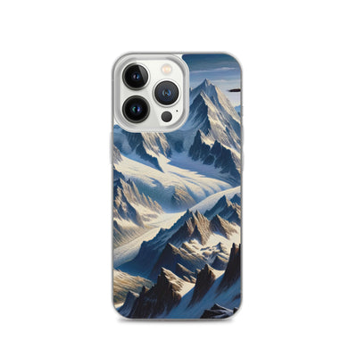 Ölgemälde der Alpen mit hervorgehobenen zerklüfteten Geländen im Licht und Schatten - iPhone Schutzhülle (durchsichtig) berge xxx yyy zzz iPhone 13 Pro
