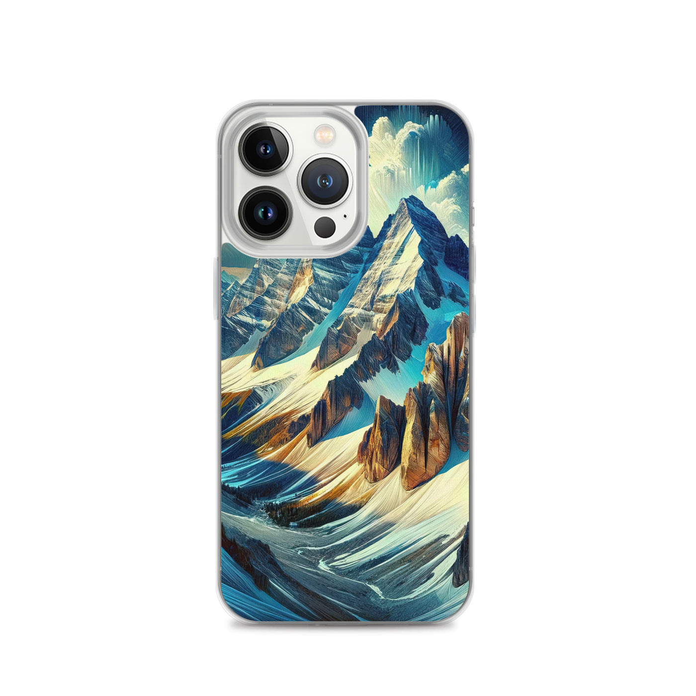 Majestätische Alpen in zufällig ausgewähltem Kunststil - iPhone Schutzhülle (durchsichtig) berge xxx yyy zzz iPhone 13 Pro