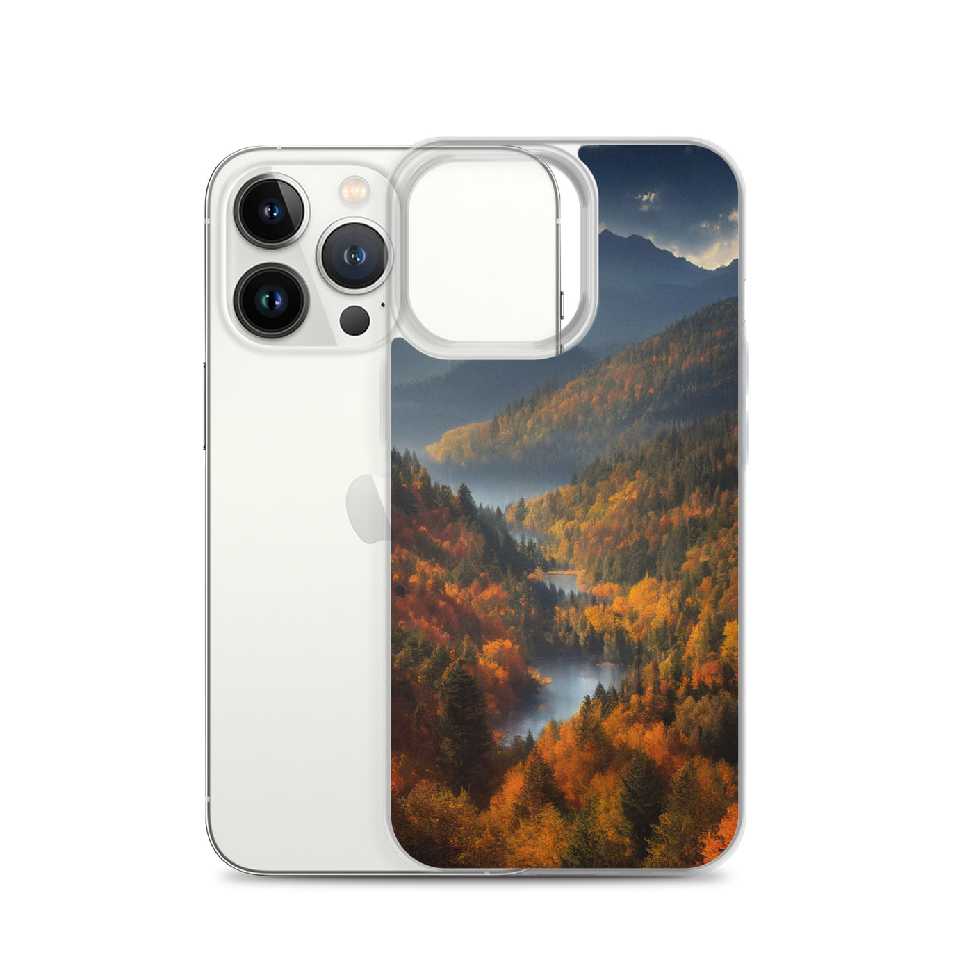 Berge, Wald und Nebel - Malerei - iPhone Schutzhülle (durchsichtig) berge xxx