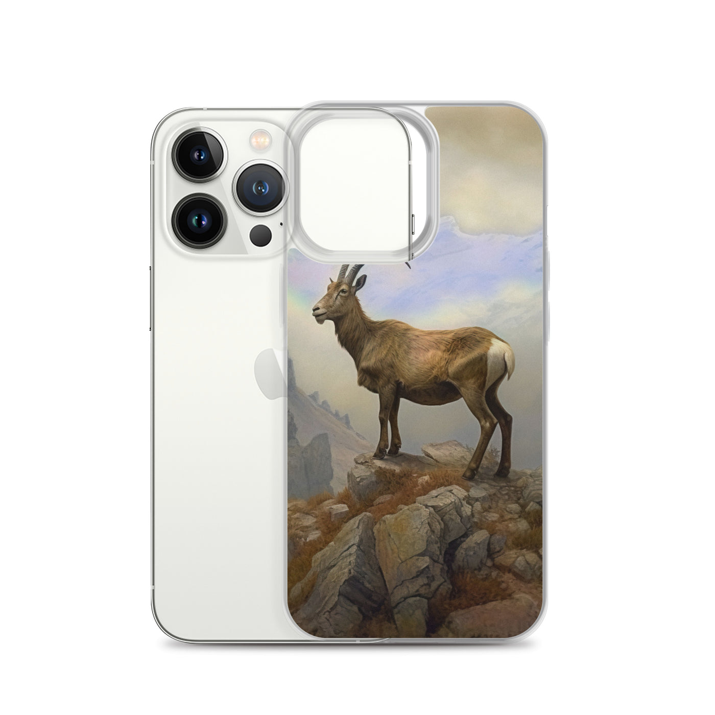 Steinbock am Berg - Wunderschöne Malerei - iPhone Schutzhülle (durchsichtig) berge xxx