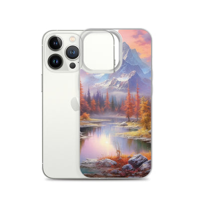 Landschaftsmalerei - Berge, Bäume, Bergsee und Herbstfarben - iPhone Schutzhülle (durchsichtig) berge xxx