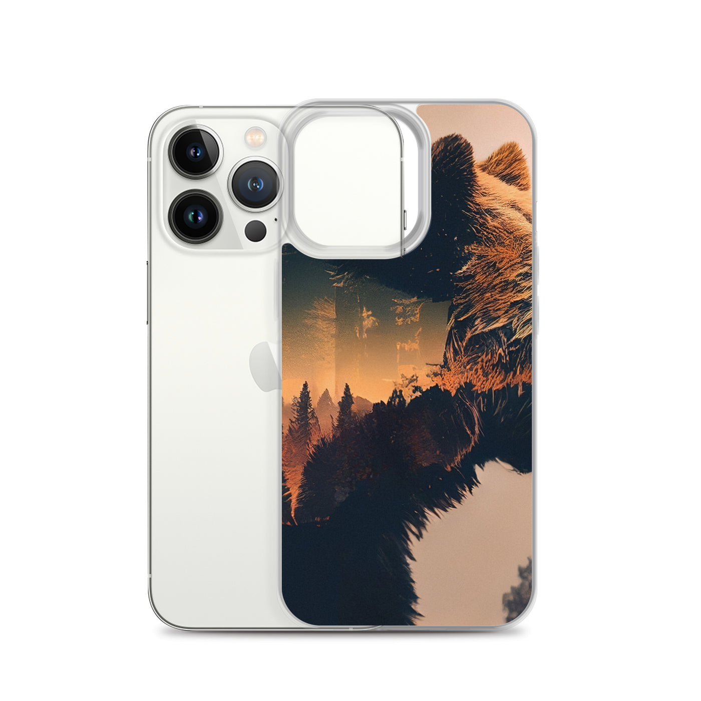 Bär und Bäume Illustration - iPhone Schutzhülle (durchsichtig) camping xxx
