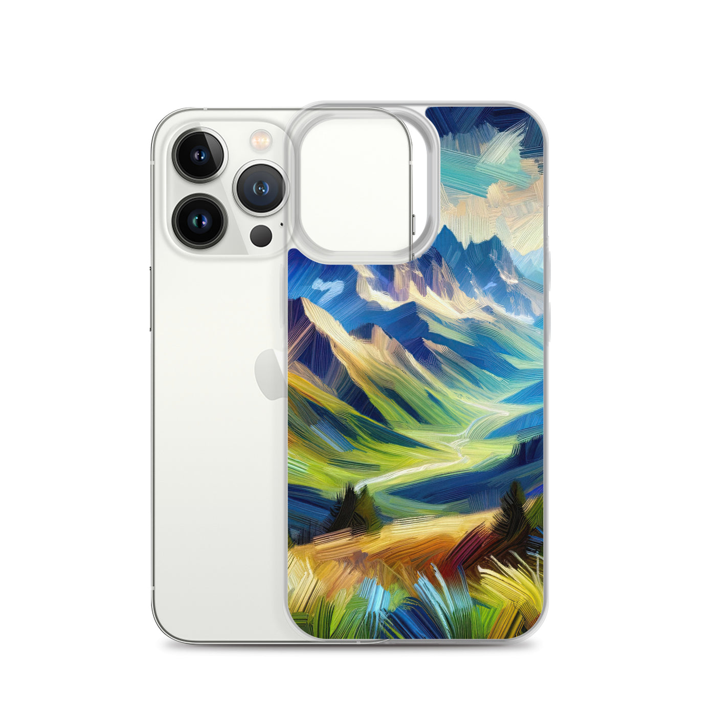 Impressionistische Alpen, lebendige Farbtupfer und Lichteffekte - iPhone Schutzhülle (durchsichtig) berge xxx yyy zzz