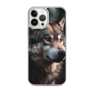 Wolf Porträt - Fotorealistische Malerei - iPhone Schutzhülle (durchsichtig) camping xxx iPhone 13 Pro Max