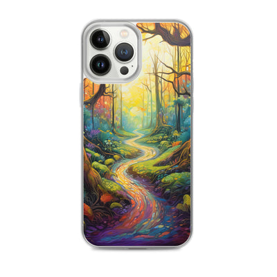 Wald und Wanderweg - Bunte, farbenfrohe Malerei - iPhone Schutzhülle (durchsichtig) camping xxx iPhone 13 Pro Max