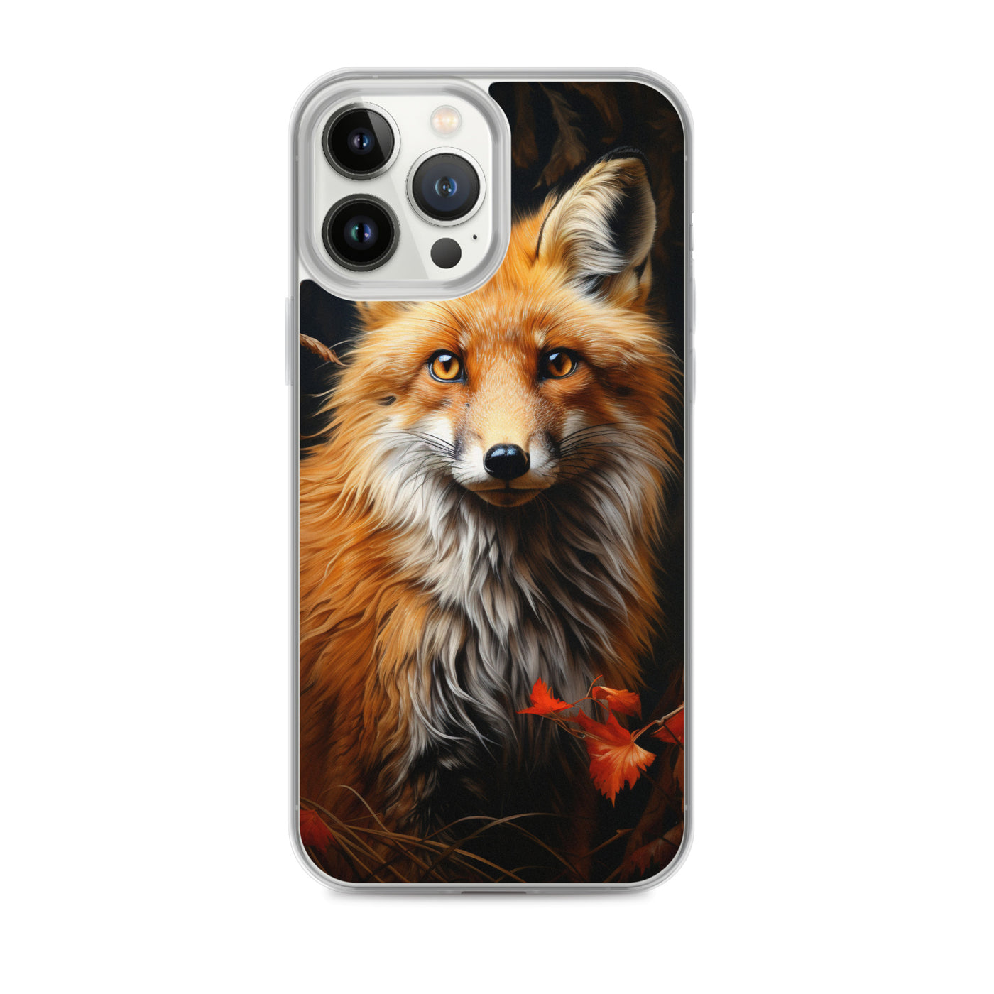 Fuchs Porträt und Herbstblätter - Malerei - iPhone Schutzhülle (durchsichtig) camping xxx iPhone 13 Pro Max