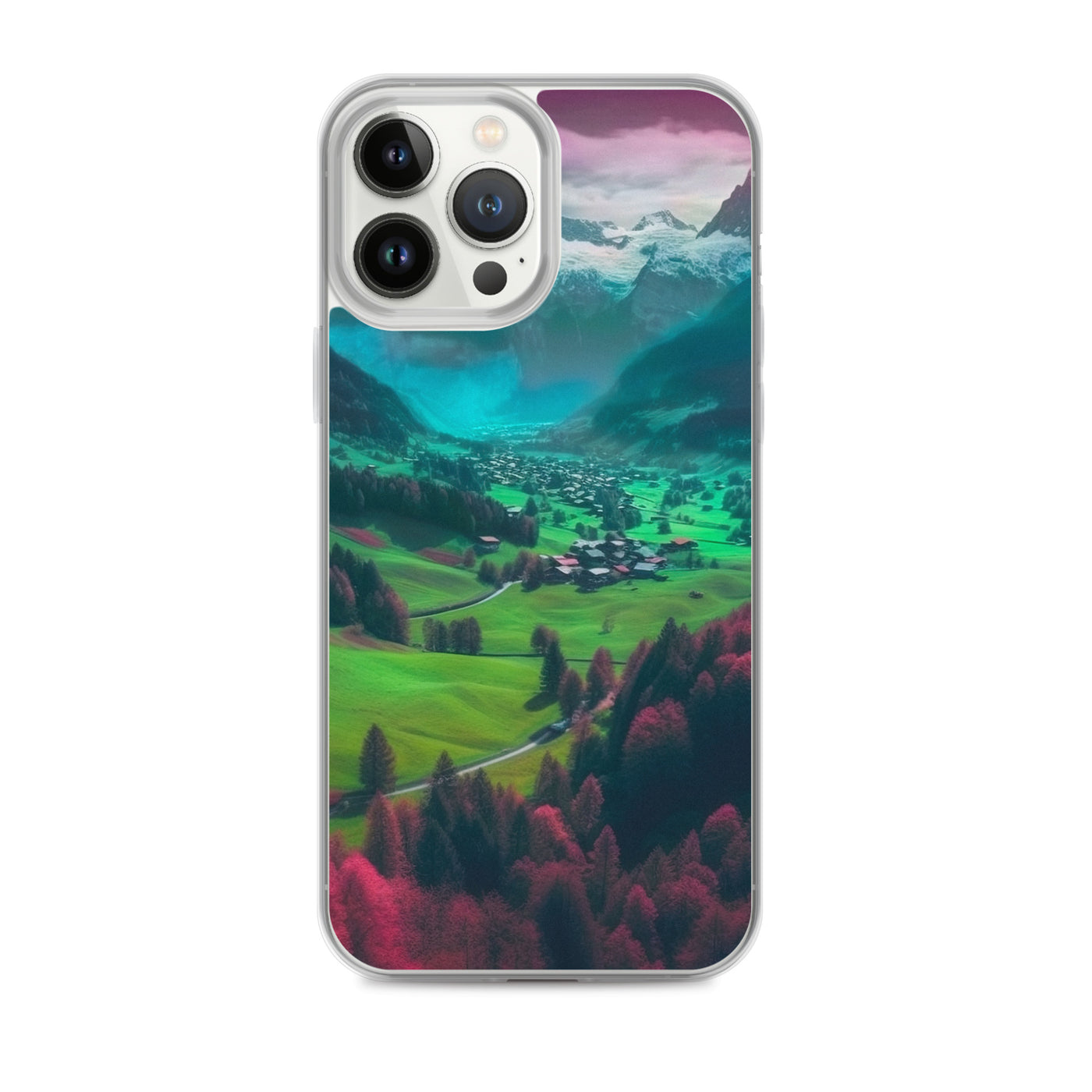 Berglandschaft und Dorf - Fotorealistische Malerei - iPhone Schutzhülle (durchsichtig) berge xxx iPhone 13 Pro Max