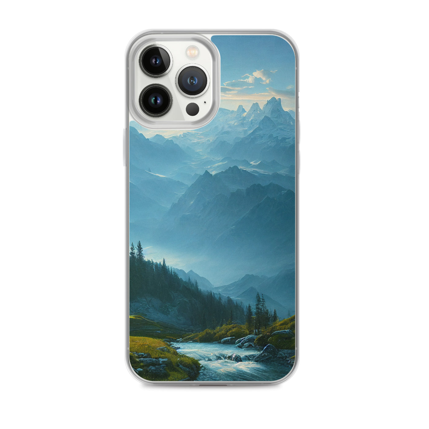 Gebirge, Wald und Bach - iPhone Schutzhülle (durchsichtig) berge xxx iPhone 13 Pro Max