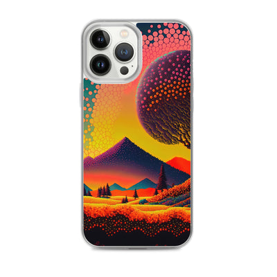 Berge und warme Farben - Punktkunst - iPhone Schutzhülle (durchsichtig) berge xxx iPhone 13 Pro Max