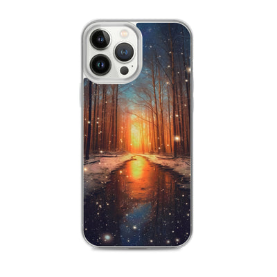 Bäume im Winter, Schnee, Sonnenaufgang und Fluss - iPhone Schutzhülle (durchsichtig) camping xxx iPhone 13 Pro Max