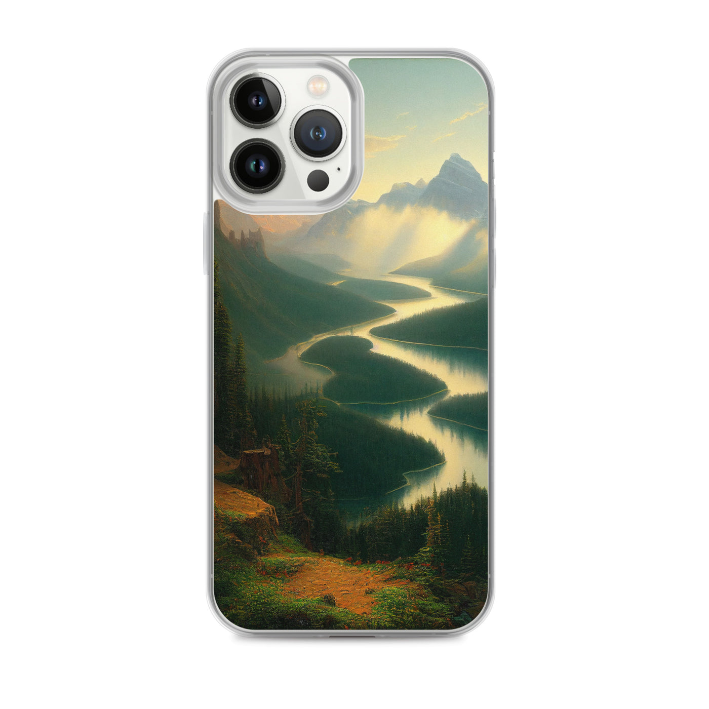 Landschaft mit Bergen, See und viel grüne Natur - Malerei - iPhone Schutzhülle (durchsichtig) berge xxx iPhone 13 Pro Max