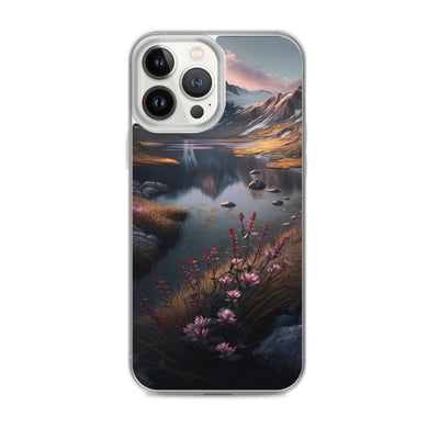 Berge, Bergsee und Blumen - iPhone Schutzhülle (durchsichtig) berge xxx iPhone 13 Pro Max