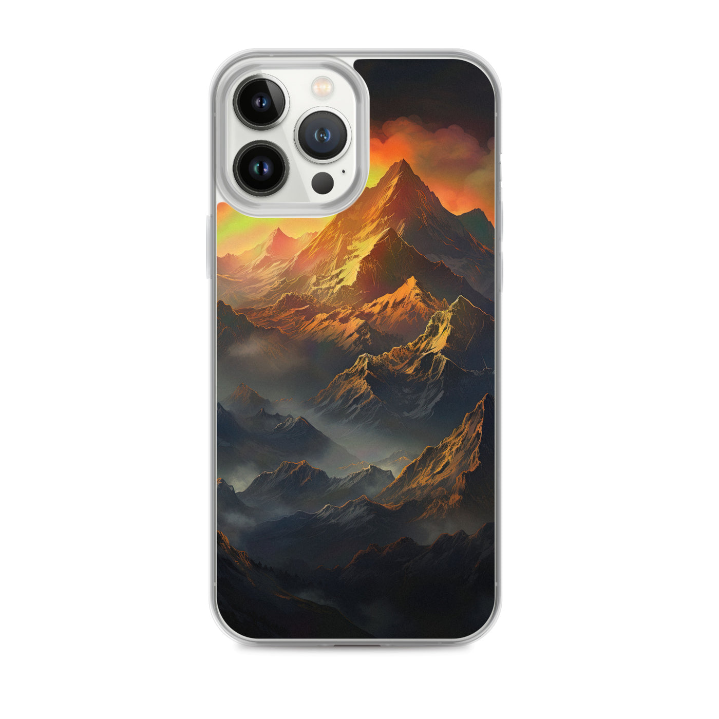 Wunderschöne Himalaya Gebirge im Nebel und Sonnenuntergang - Malerei - iPhone Schutzhülle (durchsichtig) berge xxx iPhone 13 Pro Max