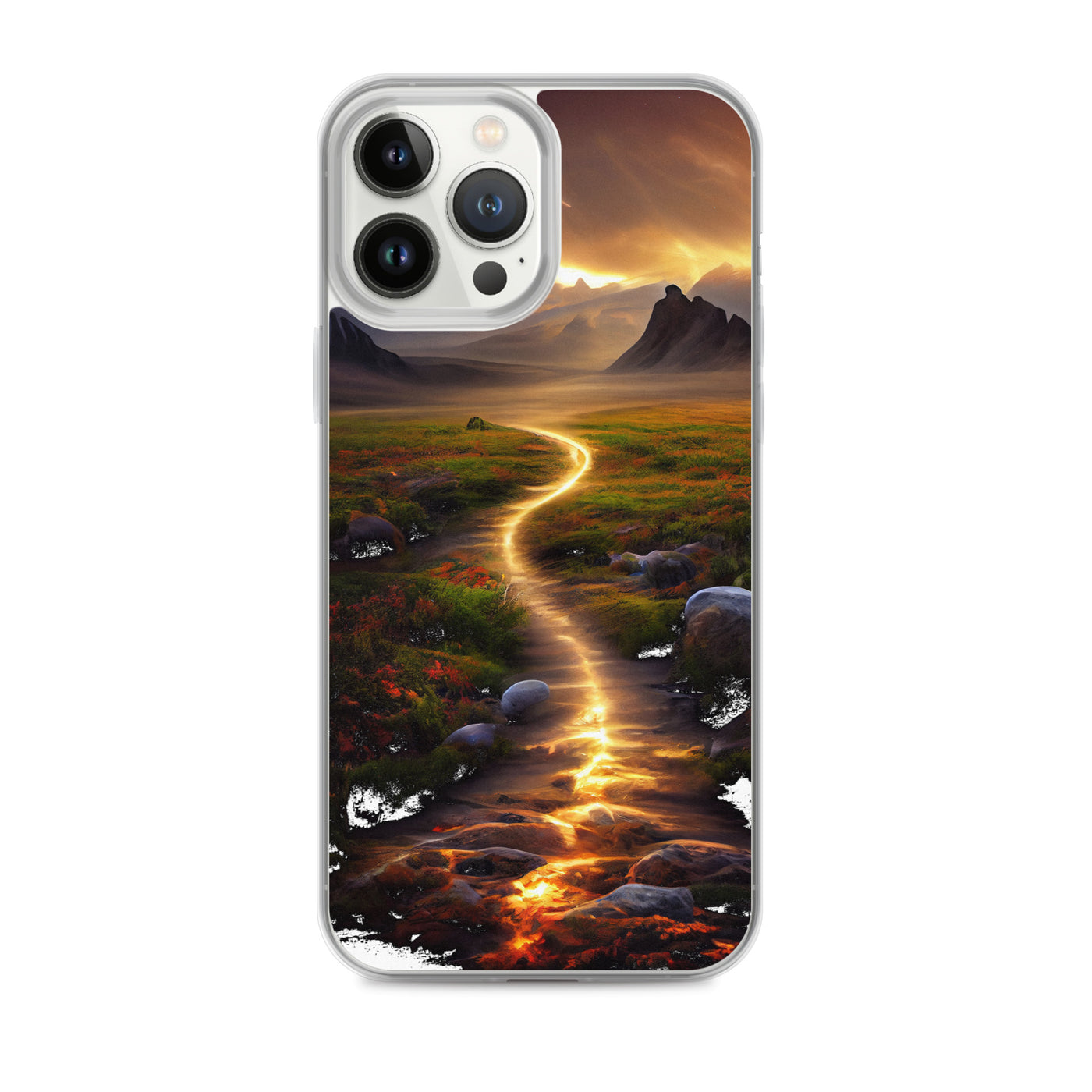 Landschaft mit wilder Atmosphäre - Malerei - iPhone Schutzhülle (durchsichtig) berge xxx iPhone 13 Pro Max