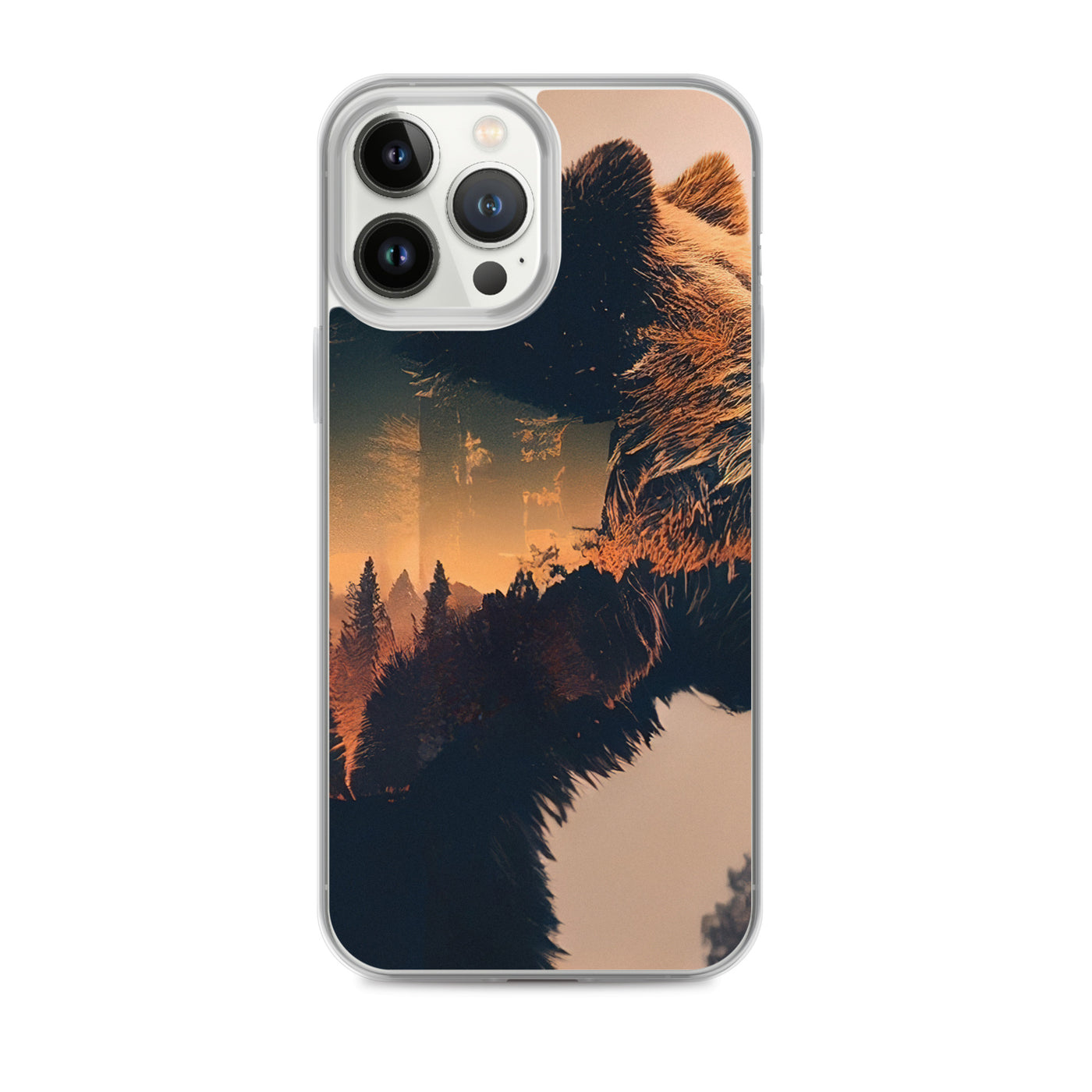 Bär und Bäume Illustration - iPhone Schutzhülle (durchsichtig) camping xxx iPhone 13 Pro Max