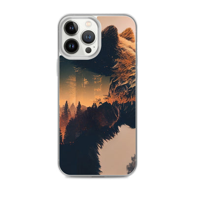 Bär und Bäume Illustration - iPhone Schutzhülle (durchsichtig) camping xxx iPhone 13 Pro Max