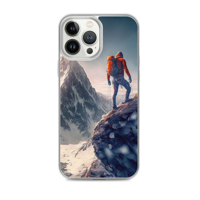 Bergsteiger auf Berg - Epische Malerei - iPhone Schutzhülle (durchsichtig) klettern xxx iPhone 13 Pro Max