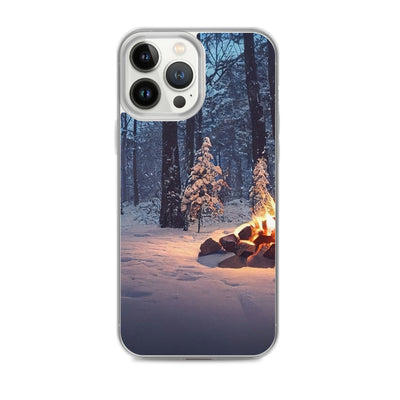 Lagerfeuer im Winter - Camping Foto - iPhone Schutzhülle (durchsichtig) camping xxx iPhone 13 Pro Max