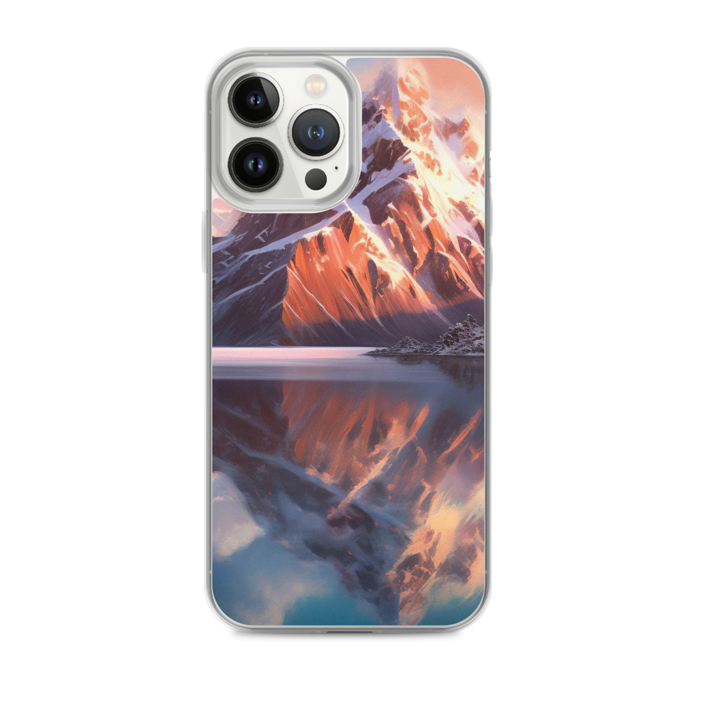 Berg und Bergsee - Landschaftsmalerei - iPhone Schutzhülle (durchsichtig) berge xxx iPhone 13 Pro Max