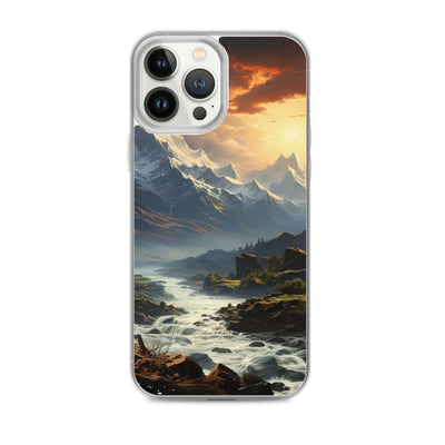 Berge, Sonne, steiniger Bach und Wolken - Epische Stimmung - iPhone Schutzhülle (durchsichtig) berge xxx iPhone 13 Pro Max