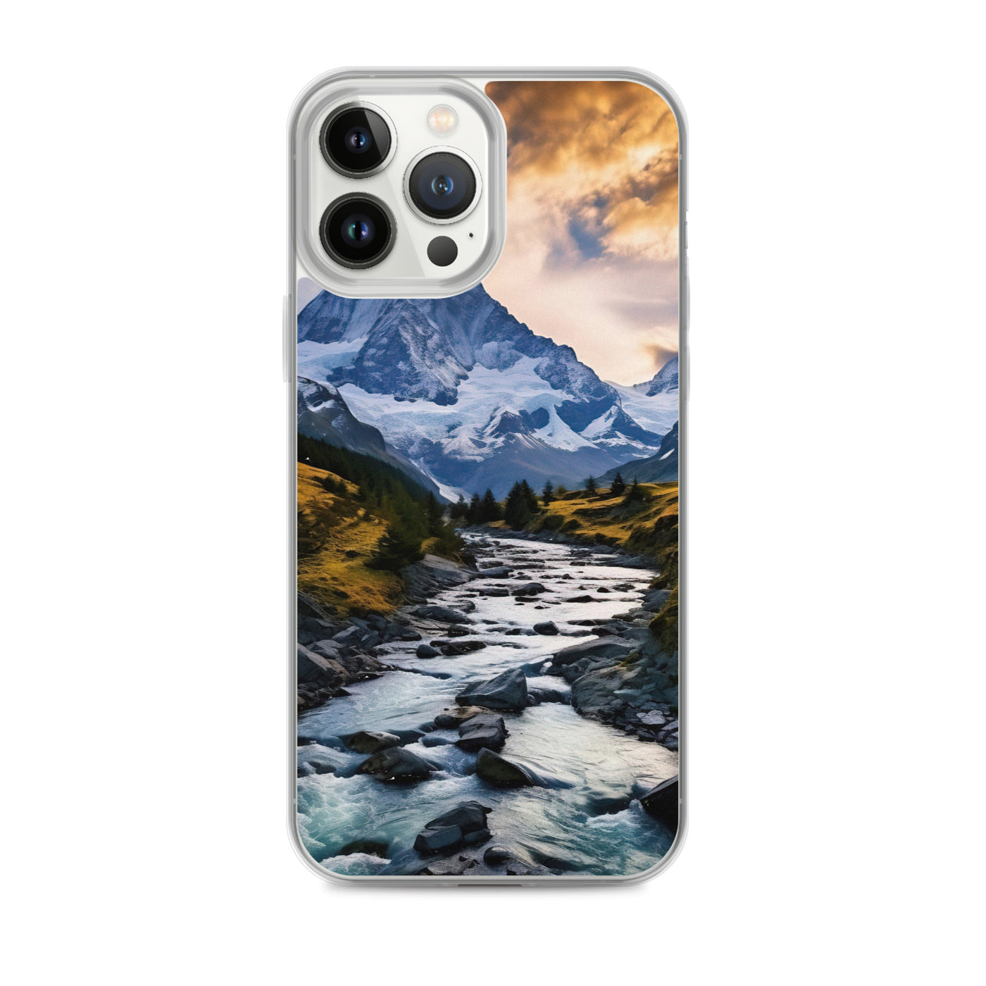 Berge und steiniger Bach - Epische Stimmung - iPhone Schutzhülle (durchsichtig) berge xxx iPhone 13 Pro Max