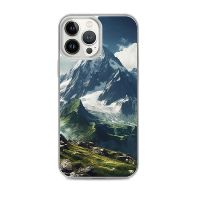 Gigantischer Berg - Landschaftsmalerei - iPhone Schutzhülle (durchsichtig) berge xxx iPhone 13 Pro Max