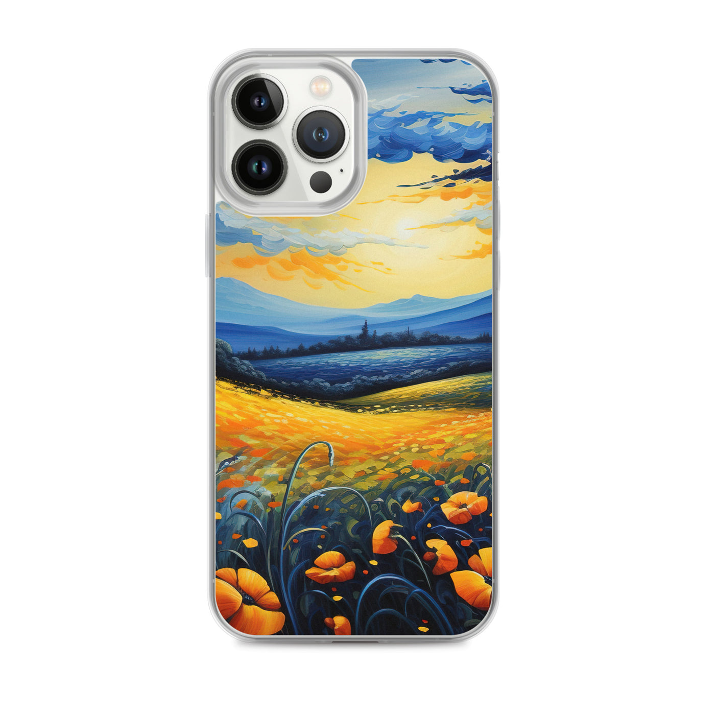 Berglandschaft mit schönen gelben Blumen - Landschaftsmalerei - iPhone Schutzhülle (durchsichtig) berge xxx iPhone 13 Pro Max