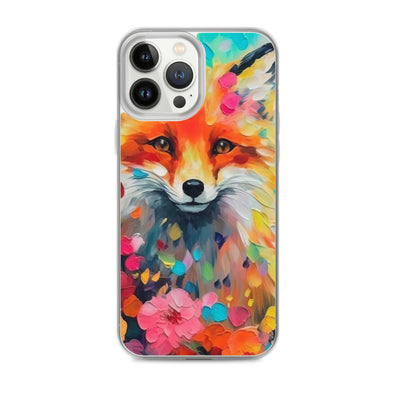 Schöner Fuchs im Blumenfeld - Farbige Malerei - iPhone Schutzhülle (durchsichtig) camping xxx iPhone 13 Pro Max