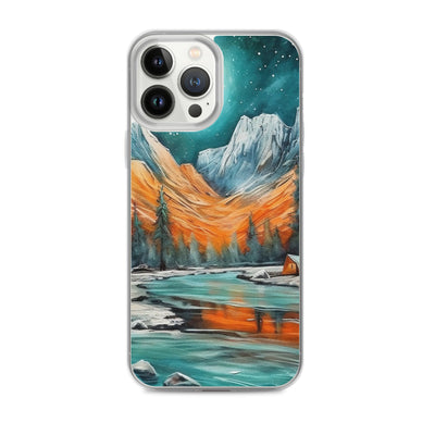 Berglandschaft und Zelte - Nachtstimmung - Landschaftsmalerei - iPhone Schutzhülle (durchsichtig) camping xxx iPhone 13 Pro Max