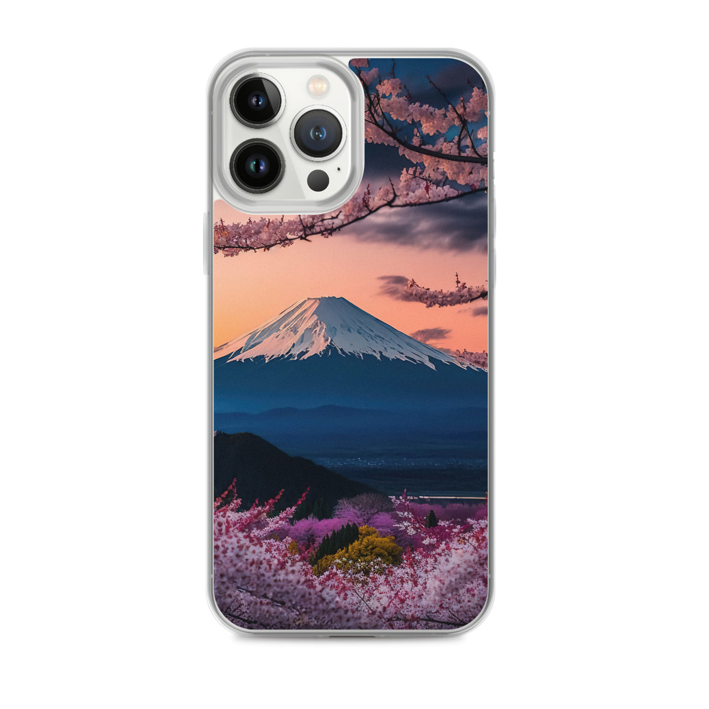 Berg - Pinke Bäume und Blumen - iPhone Schutzhülle (durchsichtig) berge xxx iPhone 13 Pro Max