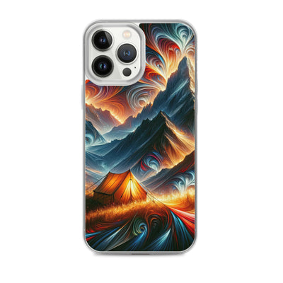 Abstrakte Kunst der Alpen, wo die Berge mit dynamischen Farben und Mustern pulsieren und eine Szene Energie schaffen - Schutzhülle camping xxx yyy zzz iPhone 13 Pro Max