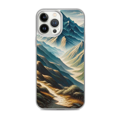 Berglandschaft: Acrylgemälde mit hervorgehobenem Pfad - iPhone Schutzhülle (durchsichtig) berge xxx yyy zzz iPhone 13 Pro Max