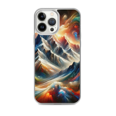 Expressionistische Alpen, Berge: Gemälde mit Farbexplosion - iPhone Schutzhülle (durchsichtig) berge xxx yyy zzz iPhone 13 Pro Max