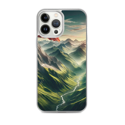 Alpen Gebirge: Fotorealistische Bergfläche mit Österreichischer Flagge - iPhone Schutzhülle (durchsichtig) berge xxx yyy zzz iPhone 13 Pro Max