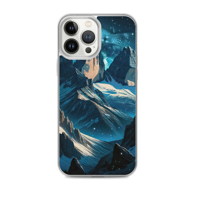 Fuchs in Alpennacht: Digitale Kunst der eisigen Berge im Mondlicht - iPhone Schutzhülle (durchsichtig) camping xxx yyy zzz iPhone 13 Pro Max