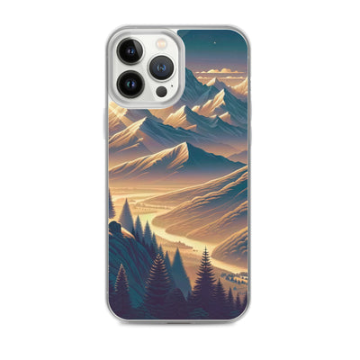 Alpen-Morgendämmerung, erste Sonnenstrahlen auf Schneegipfeln - iPhone Schutzhülle (durchsichtig) berge xxx yyy zzz iPhone 13 Pro Max