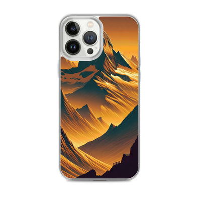 Fuchs in Alpen-Sonnenuntergang, goldene Berge und tiefe Täler - iPhone Schutzhülle (durchsichtig) camping xxx yyy zzz iPhone 13 Pro Max