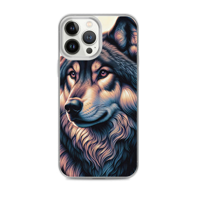 Majestätischer, glänzender Wolf in leuchtender Illustration (AN) - iPhone Schutzhülle (durchsichtig) xxx yyy zzz iPhone 13 Pro Max