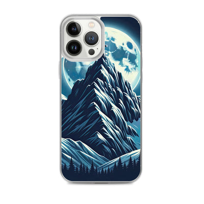Mondnacht und Gipfelkreuz in den Alpen, glitzernde Schneegipfel - iPhone Schutzhülle (durchsichtig) berge xxx yyy zzz iPhone 13 Pro Max