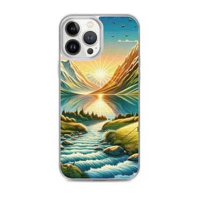 Zelt im Alpenmorgen mit goldenem Licht, Schneebergen und unberührten Seen - iPhone Schutzhülle (durchsichtig) berge xxx yyy zzz iPhone 13 Pro Max