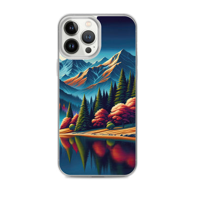 Ruhiger Herbstabend in den Alpen, grün-rote Berge - iPhone Schutzhülle (durchsichtig) berge xxx yyy zzz iPhone 13 Pro Max