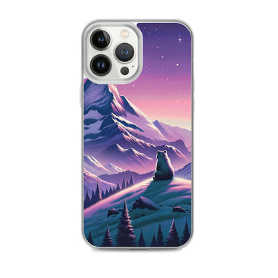 Bezaubernder Alpenabend mit Bär, lavendel-rosafarbener Himmel (AN) - iPhone Schutzhülle (durchsichtig) xxx yyy zzz iPhone 13 Pro Max